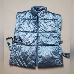 Anthropologie Pilcro Puffer Vest Blue Tie Sides quilted puffer one size